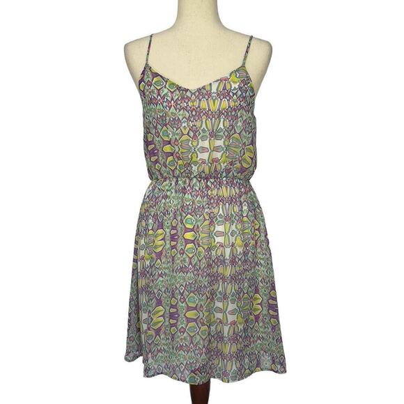 EVERLY ABSTRACT GEOMETRIC SLEEVELESS BLOUSON DRESS WOMEN'S SIZE MEDIUM - Picture 1 of 13